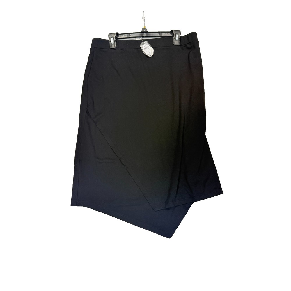NWT Avenue Studio Women Size 14 Black Stretch Pull On‎ Asymmetric Hem Skirt Long